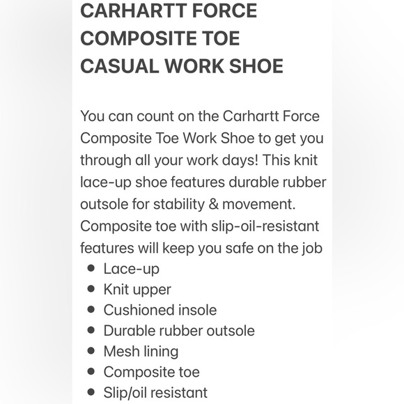 Carhartt Force Composite Toe Work Shoe Sneakers Athletic Shoes Mens Size 10.5 - Picture 2 of 16